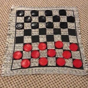 Woven checkerboard/ tic tac toe game